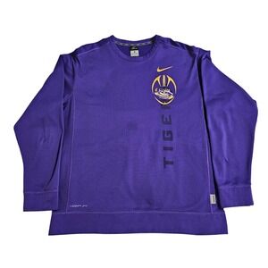 LSU Tigers Sweatshirt XL Purple Nike Therma-FIT Football Pullover‎ NCAA